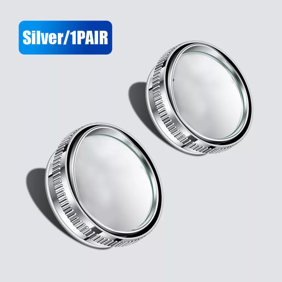 2 PCS CAR VACUUM BLIND SPOT MIRROR DESIGN 360° HIGH QUALITY-SILVER CONVEX MIRROR
