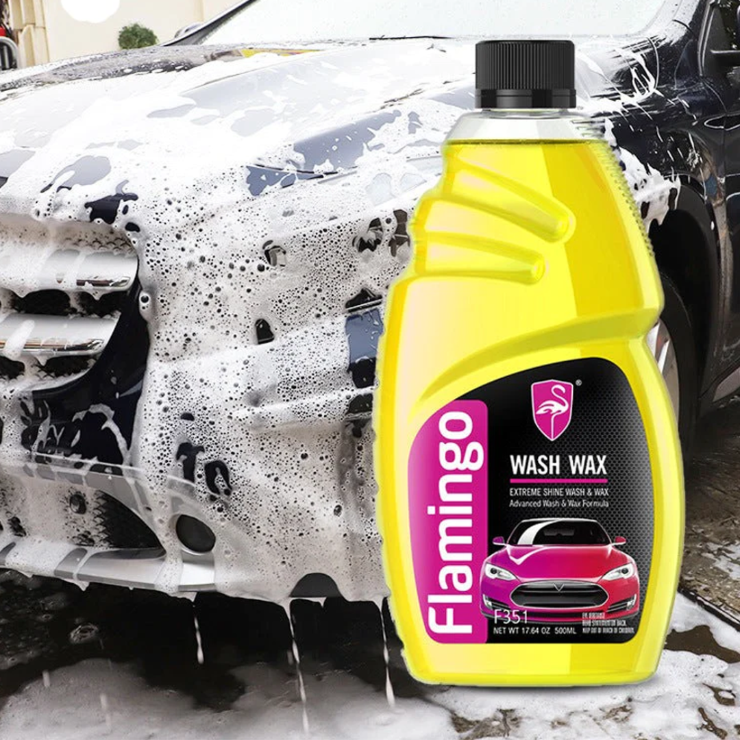 FLAMINGO ULTRA SHINE CAR & BIKE FOAM WASH & WAX SHAMPOO - (500ML)