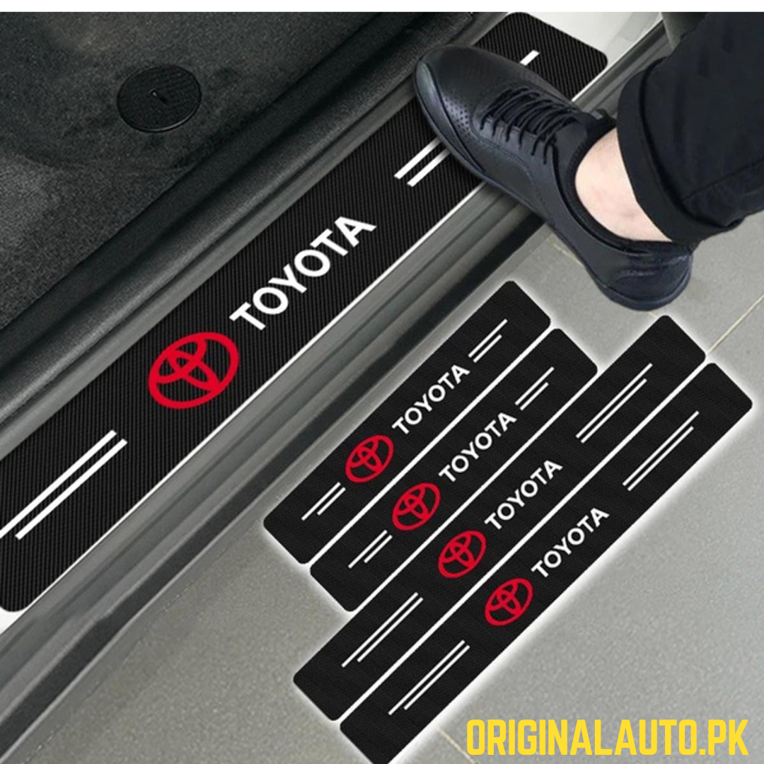 TOYOTA LOGO CARBON FIBER SILL PROTECTOR 4 Pcs