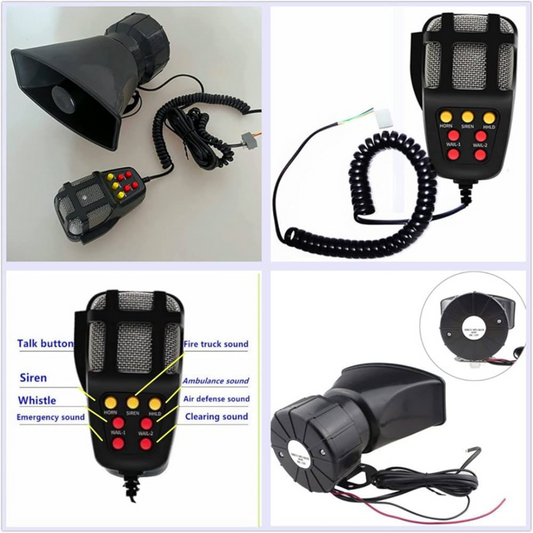 7-SOUND LOUD CAR - BIKE SIREN WITH MIC ALARM LOUDSPEAKER 12V
