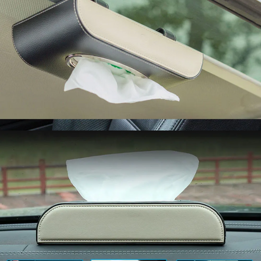 HIGH QUALITY TISSUE BOX - PU LEATHER - BLACK & BEIGE - PREMIUM DESIGN