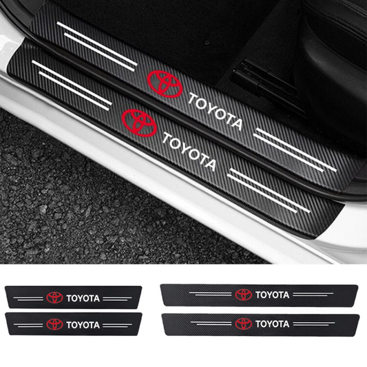 TOYOTA LOGO CARBON FIBER SILL PROTECTOR 4 Pcs