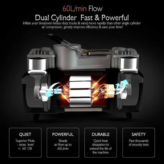 DOUBLLE CYLINDER CAR AIR COMPRESSOR WITH 6 MONTHS WARRANTY