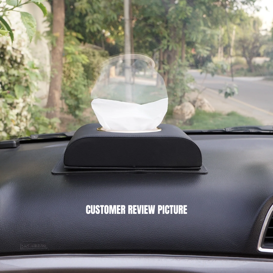 PU LEATHER CAR TISSUE BOX UNIVERSAL -BLACK HIGH QUALITY LEATHER