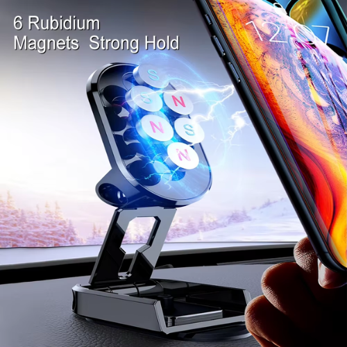 CAR MOBILE PHONE HOLDER FOLDABLE MAGNETIC 360 DEGREE