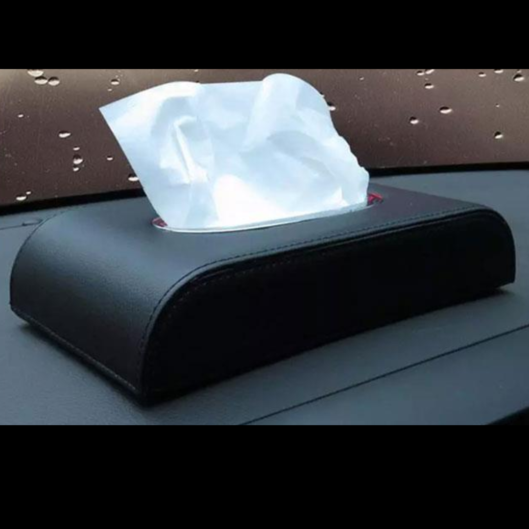 PU LEATHER CAR TISSUE BOX UNIVERSAL -BLACK HIGH QUALITY LEATHER