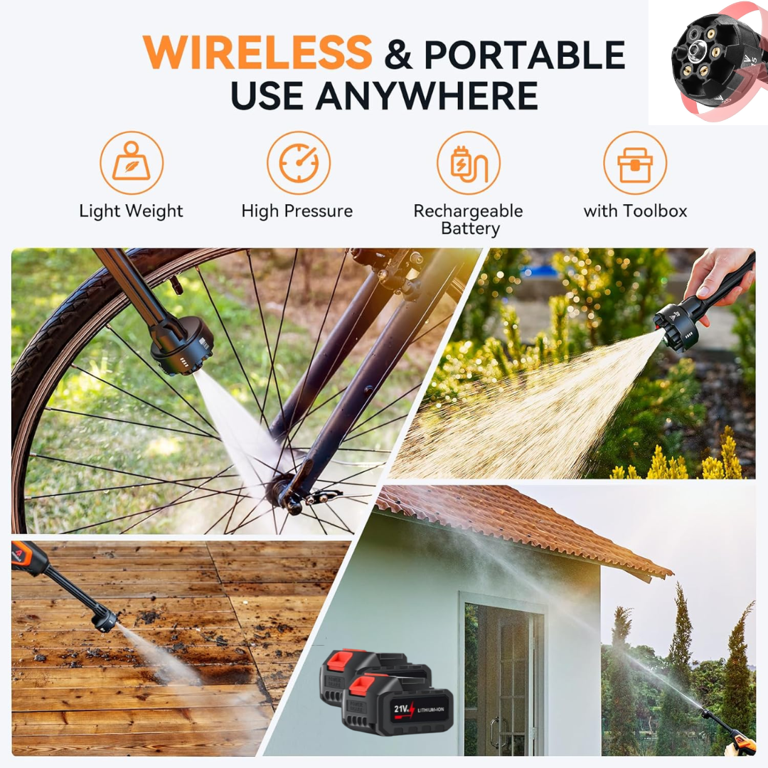 PORTABLE HIGH PRESSURE WASHER CAR SOLAR PANELS (2 BATTERY) -3 MONTH WARRANTY