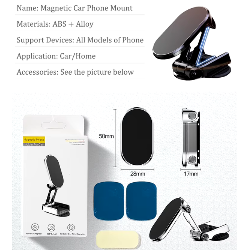 CAR MOBILE PHONE HOLDER FOLDABLE MAGNETIC 360 DEGREE