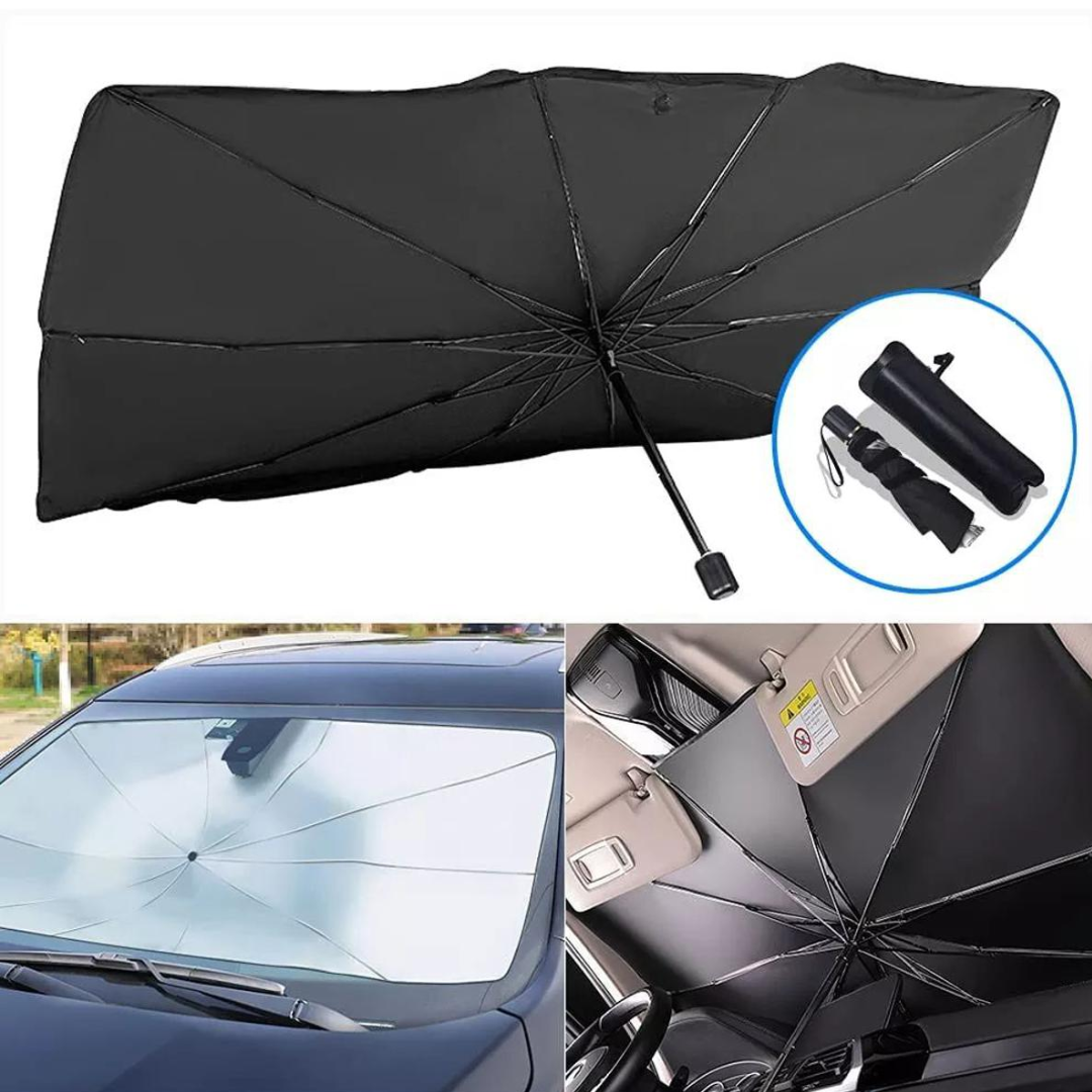 UNIVERSAL CAR UMBRELLA WINDSCREEN SUNSHADE 130 BY 75 CM FOR SUV -CROSS OVER -SEDAN CARS