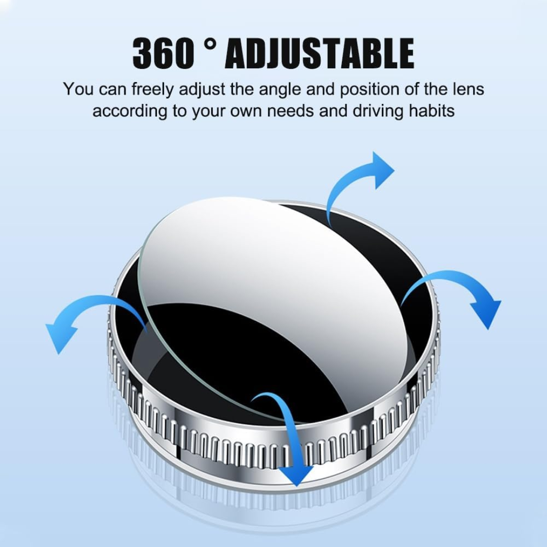2 PCS CAR VACUUM BLIND SPOT MIRROR DESIGN 360° HIGH QUALITY-SILVER CONVEX MIRROR
