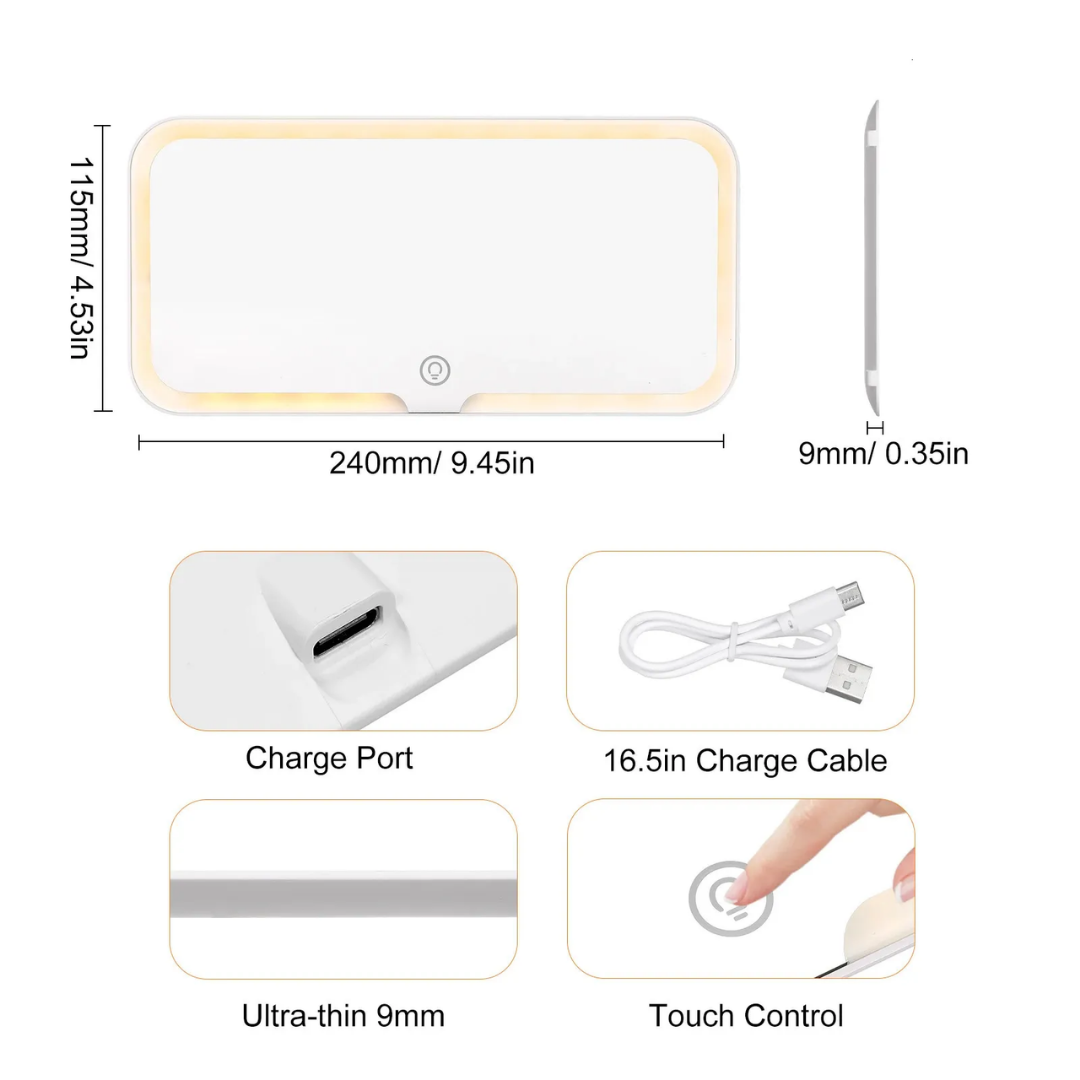 Rechargeable Car Make-Up LED Mirror