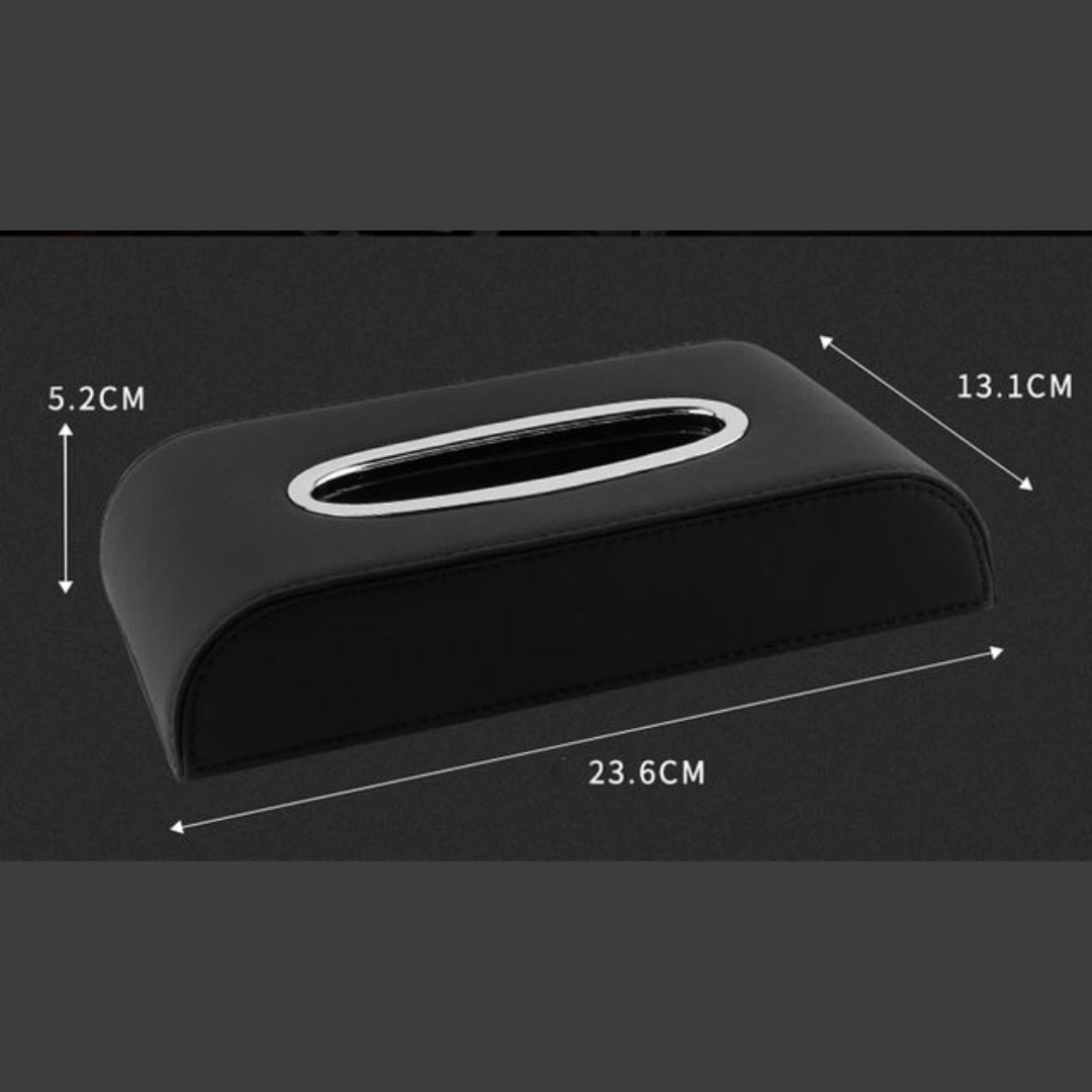 PU LEATHER CAR TISSUE BOX UNIVERSAL -BLACK HIGH QUALITY LEATHER