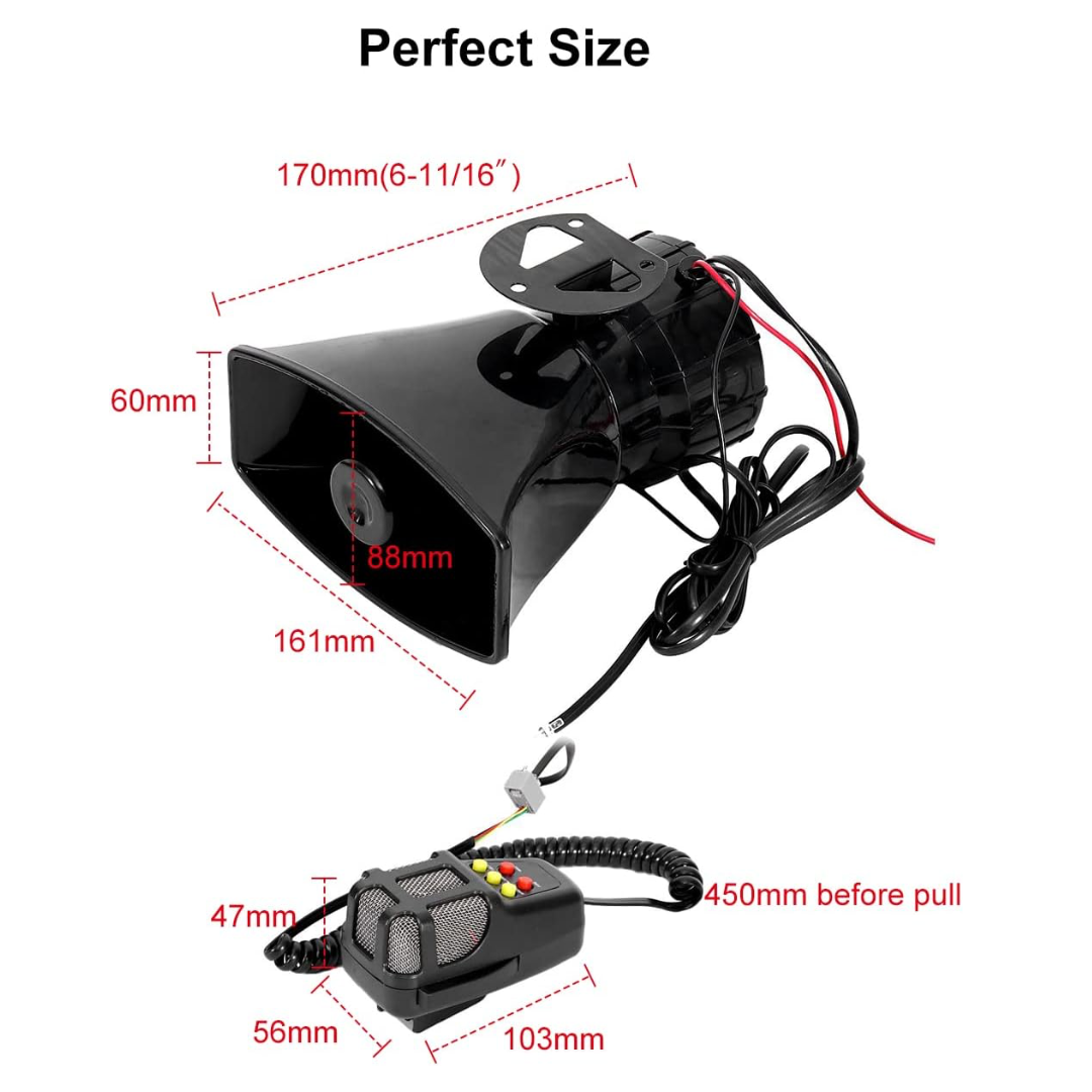 7-SOUND LOUD CAR - BIKE SIREN WITH MIC ALARM LOUDSPEAKER 12V