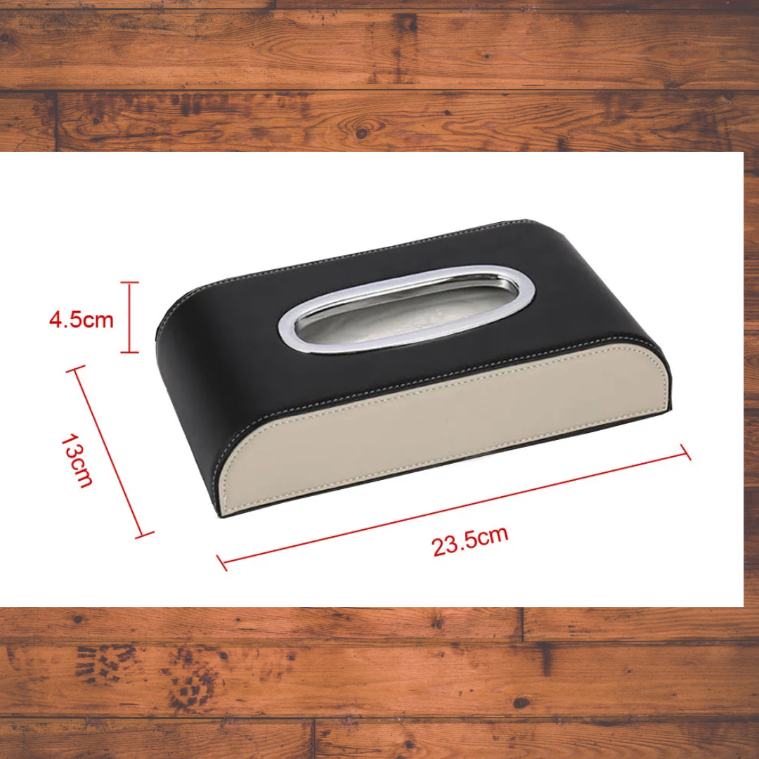 HIGH QUALITY TISSUE BOX - PU LEATHER - BLACK & BEIGE - PREMIUM DESIGN