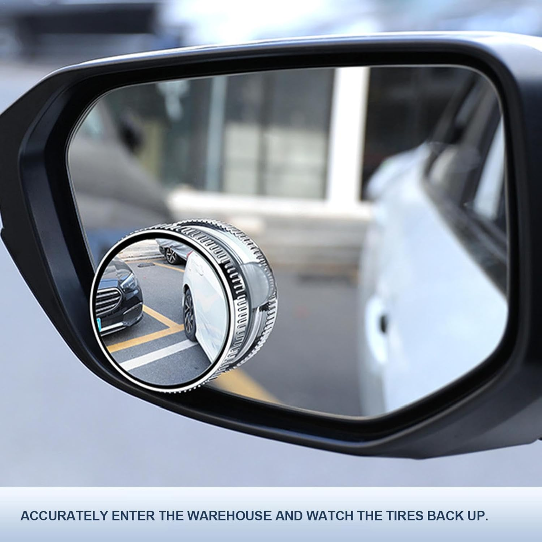 2 PCS CAR VACUUM BLIND SPOT MIRROR DESIGN 360° HIGH QUALITY-SILVER CONVEX MIRROR