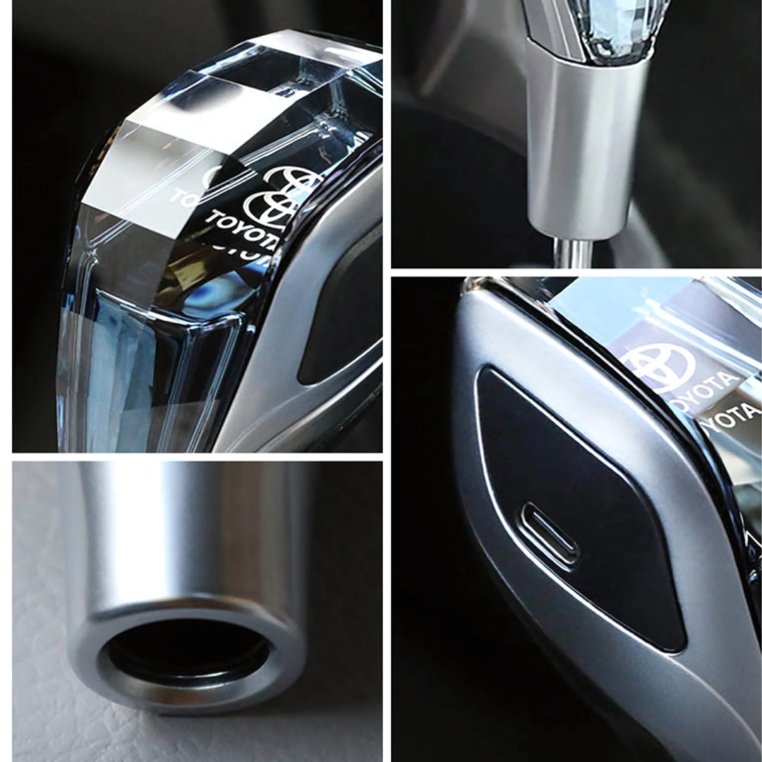 Universal Crystal Shape Gear Knob Car LED Crystal Touch Activated With ( Charger + Cable )