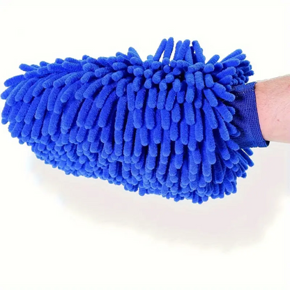 MICROFIBER WASH MITT - BLUE THICK AND ABSORBENT SCRATCH FREE  - CAR CLEANING