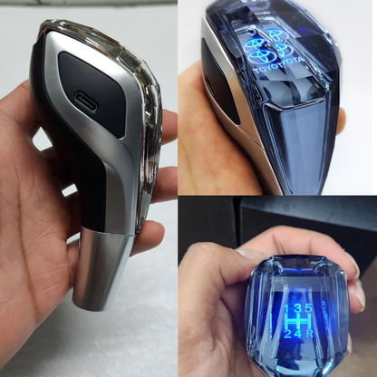 Universal Crystal Shape Gear Knob Car LED Crystal Touch Activated With ( Charger + Cable )