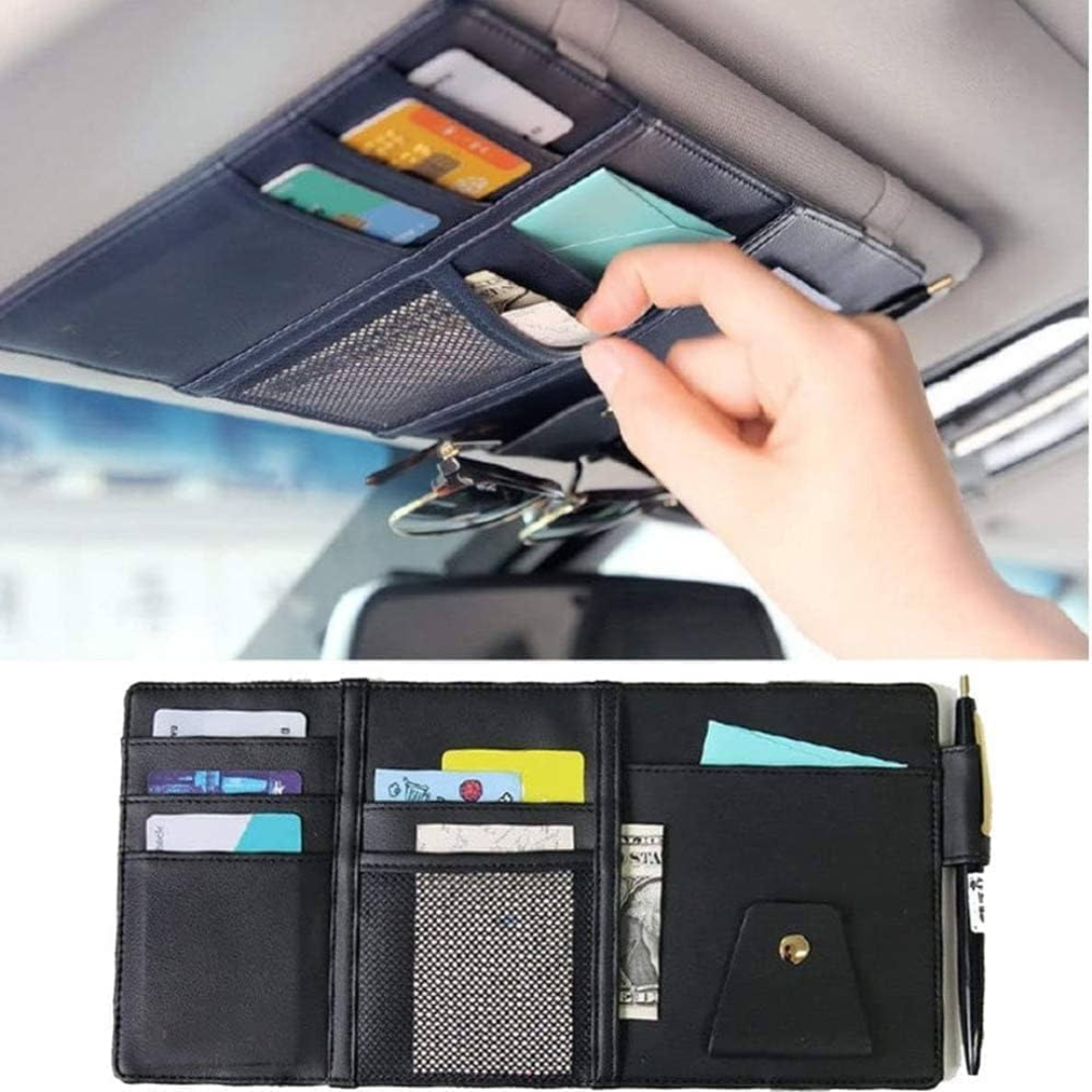 CAR SUN VISOR ORGANIZER MULTI-POCKET AUTO INTERIOR DOCUMENTS PEN