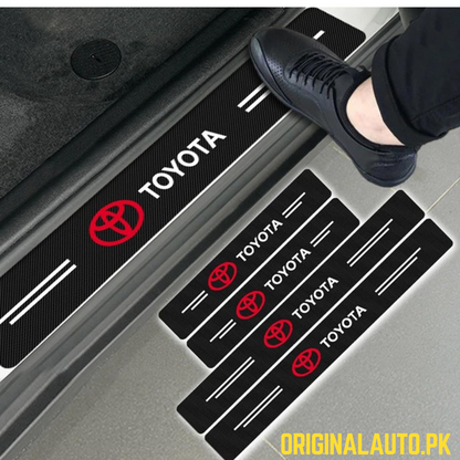 TOYOTA LOGO CARBON FIBER SILL PROTECTOR 4 Pcs