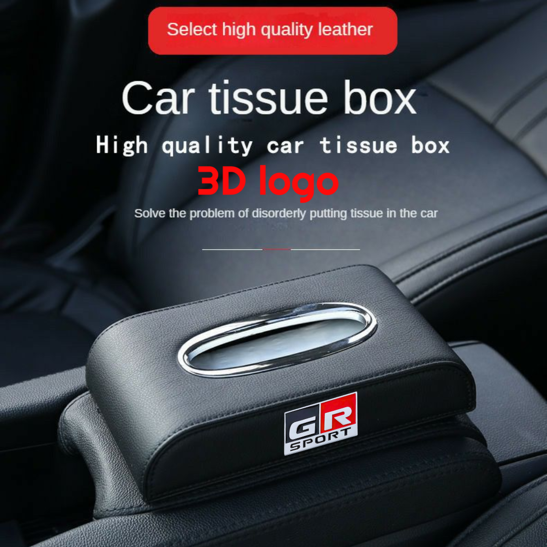 TXR PU LEAHTER GR LOGO CAR TISSUE BOX