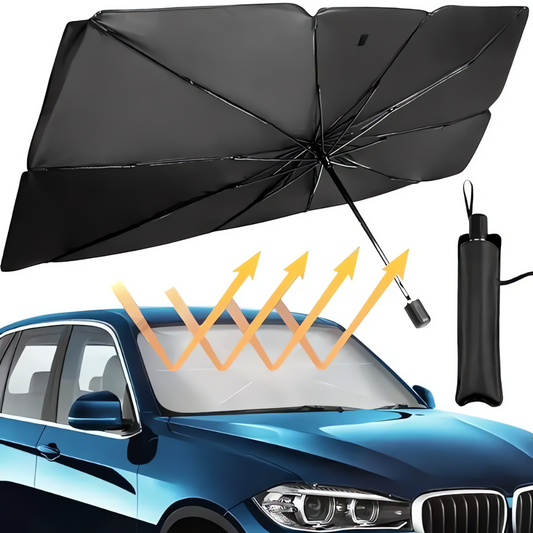 UNIVERSAL CAR UMBRELLA WINDSCREEN SUNSHADE 130 BY 75 CM FOR SUV -CROSS OVER -SEDAN CARS