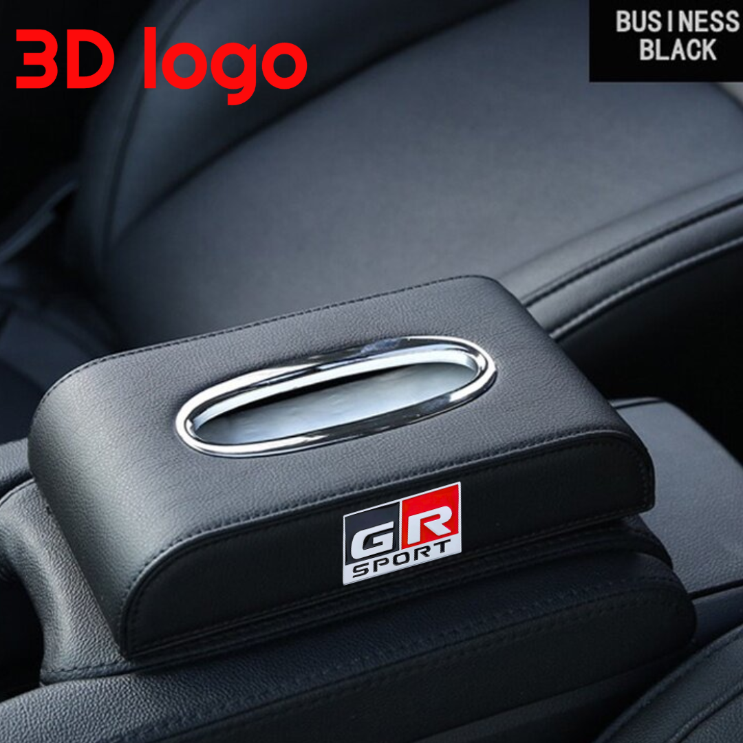 TXR PU LEAHTER GR LOGO CAR TISSUE BOX
