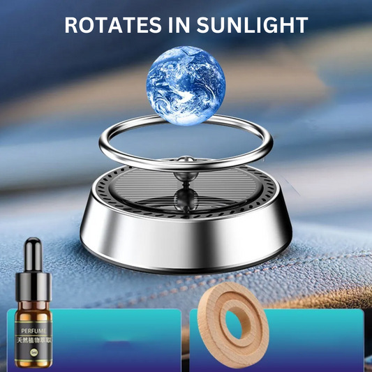 SOLAR METAL  EARTH ROTATION CAR DASHBOARD PERFUME - CAR AIR FRESHENER