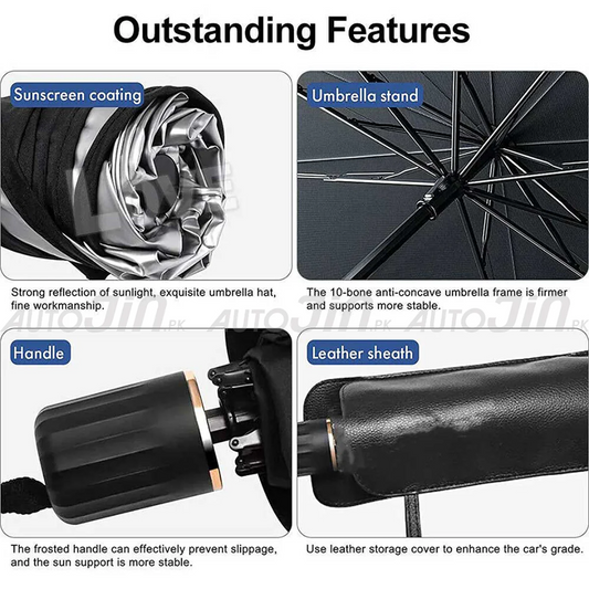 UNIVERSAL CAR UMBRELLA WINDSCREEN SUNSHADE 130 BY 75 CM FOR SUV -CROSS OVER -SEDAN CARS