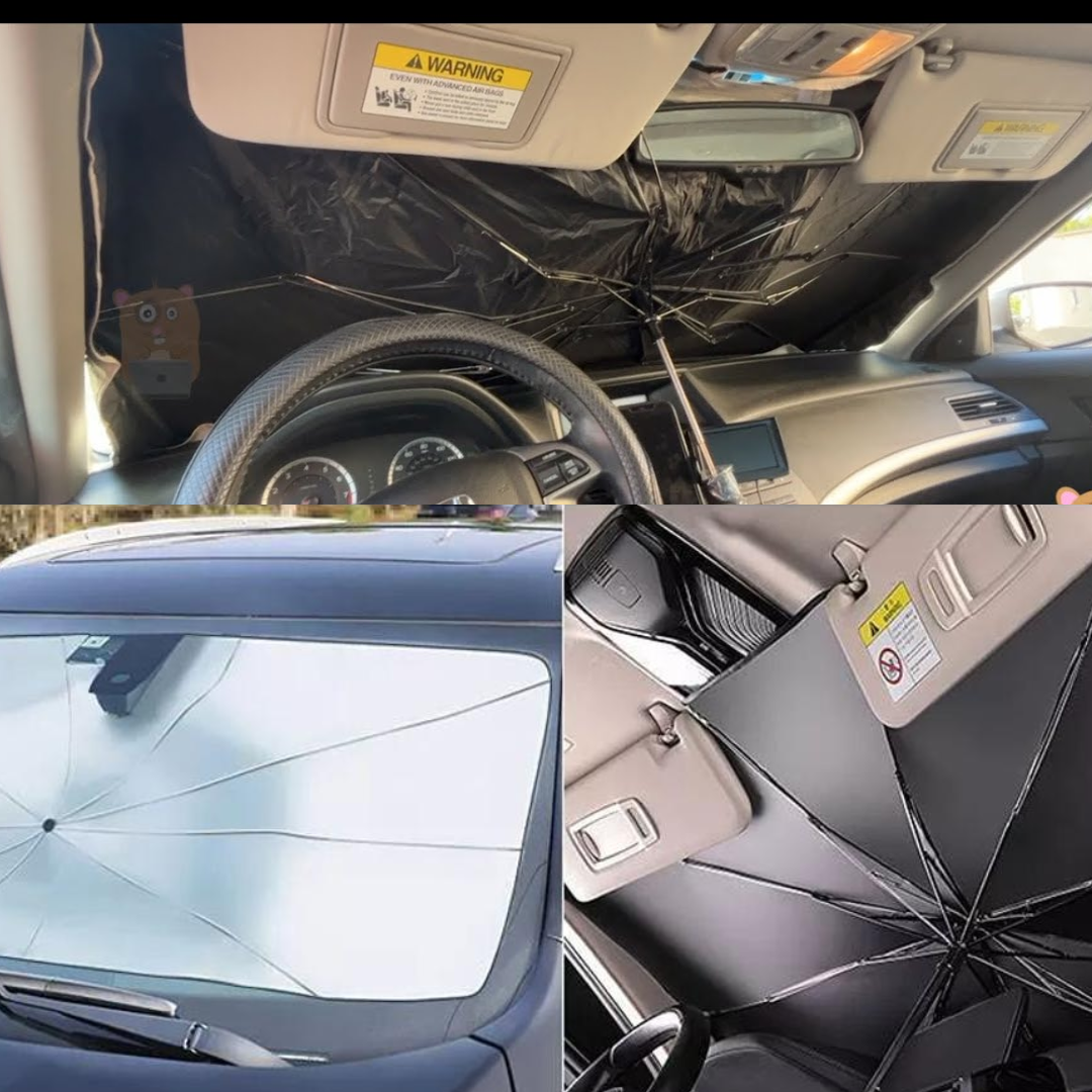UNIVERSAL CAR UMBRELLA WINDSCREEN SUNSHADE 130 BY 75 CM FOR SUV -CROSS OVER -SEDAN CARS