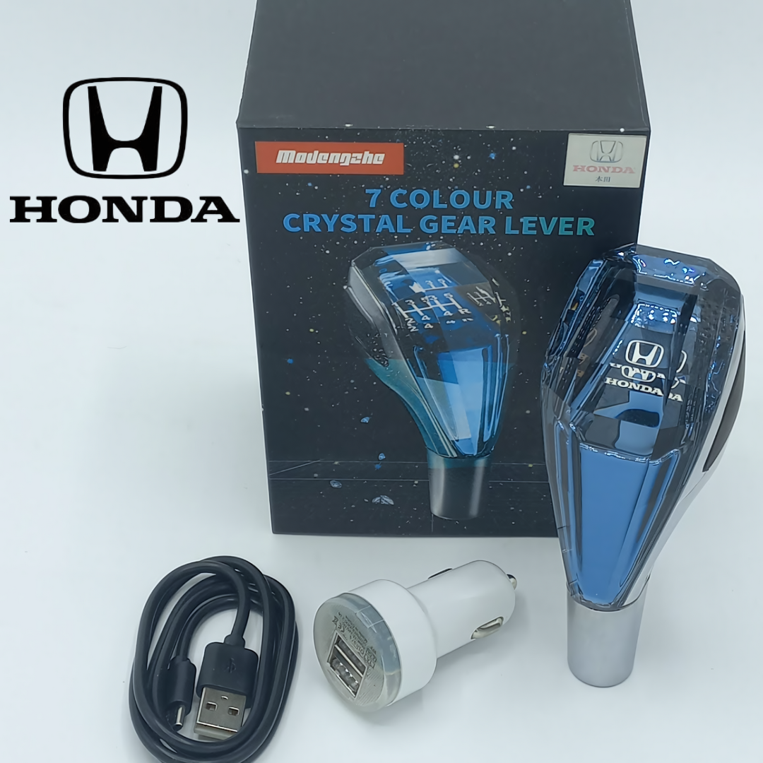 Universal Crystal Shape Gear Knob Car LED Crystal Touch Activated With ( Charger + Cable )