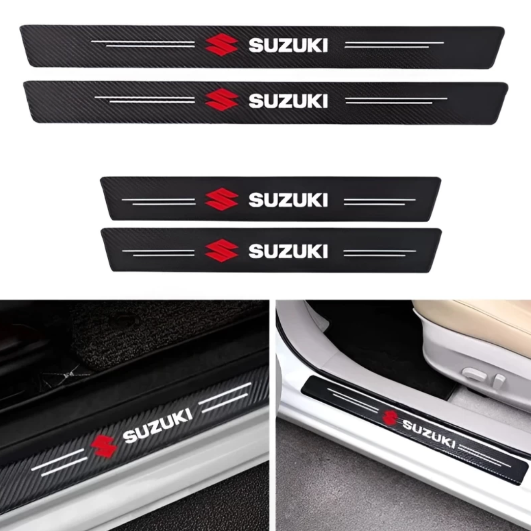 SUZUKI LOGO CARBON FIBER SILL PROTECTOR 4 Pcs