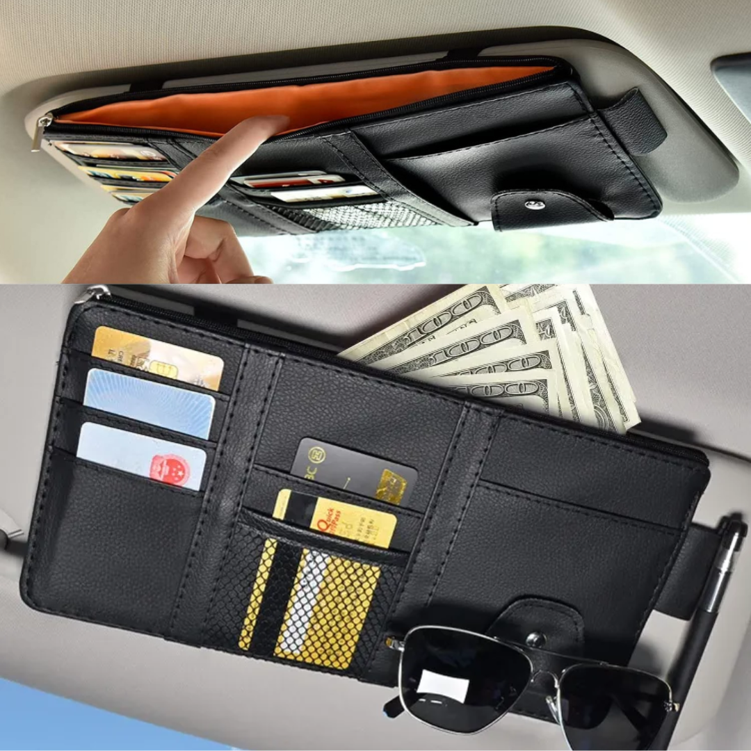 CAR SUN VISOR ORGANIZER MULTI-POCKET AUTO INTERIOR DOCUMENTS PEN