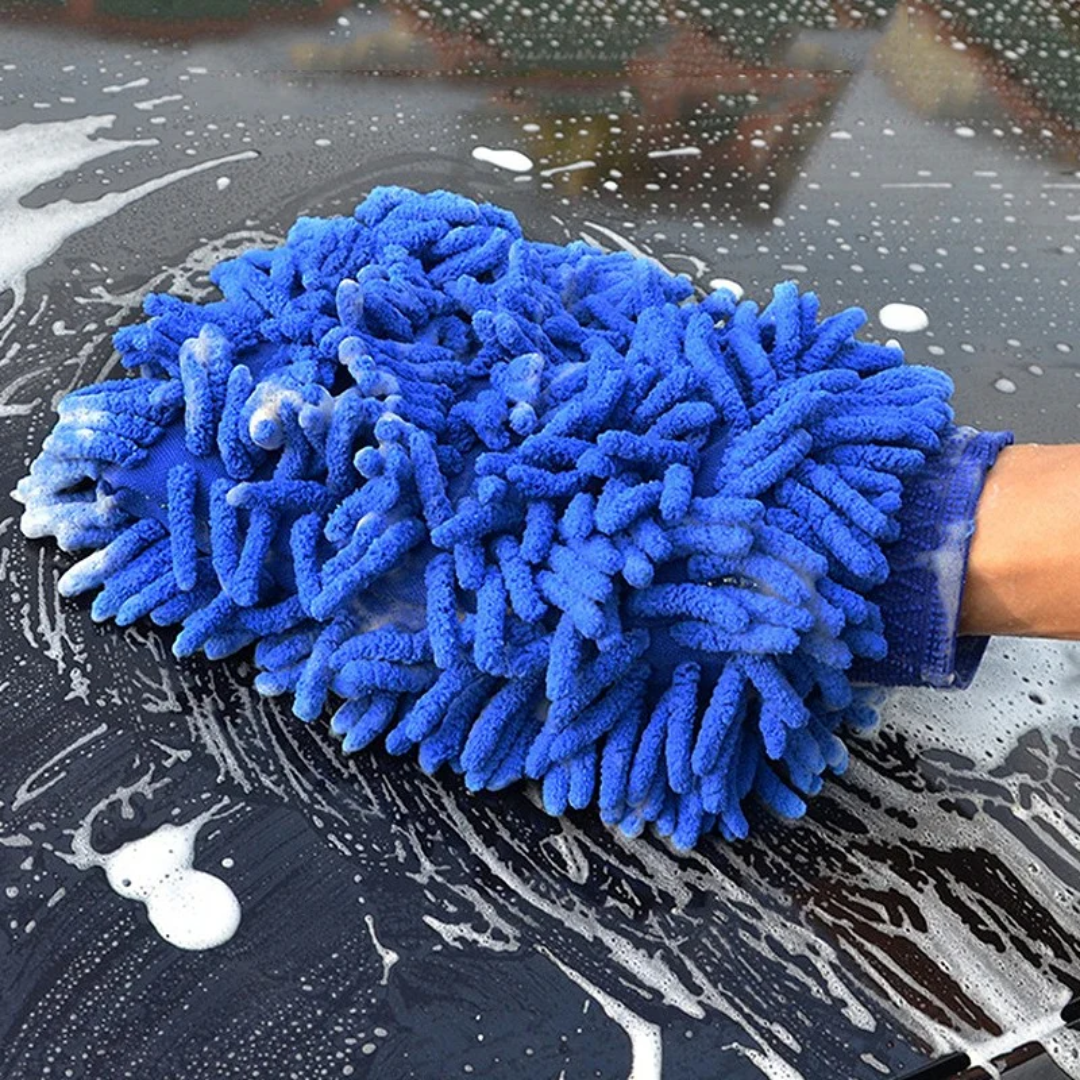 MICROFIBER WASH MITT - BLUE THICK AND ABSORBENT SCRATCH FREE  - CAR CLEANING