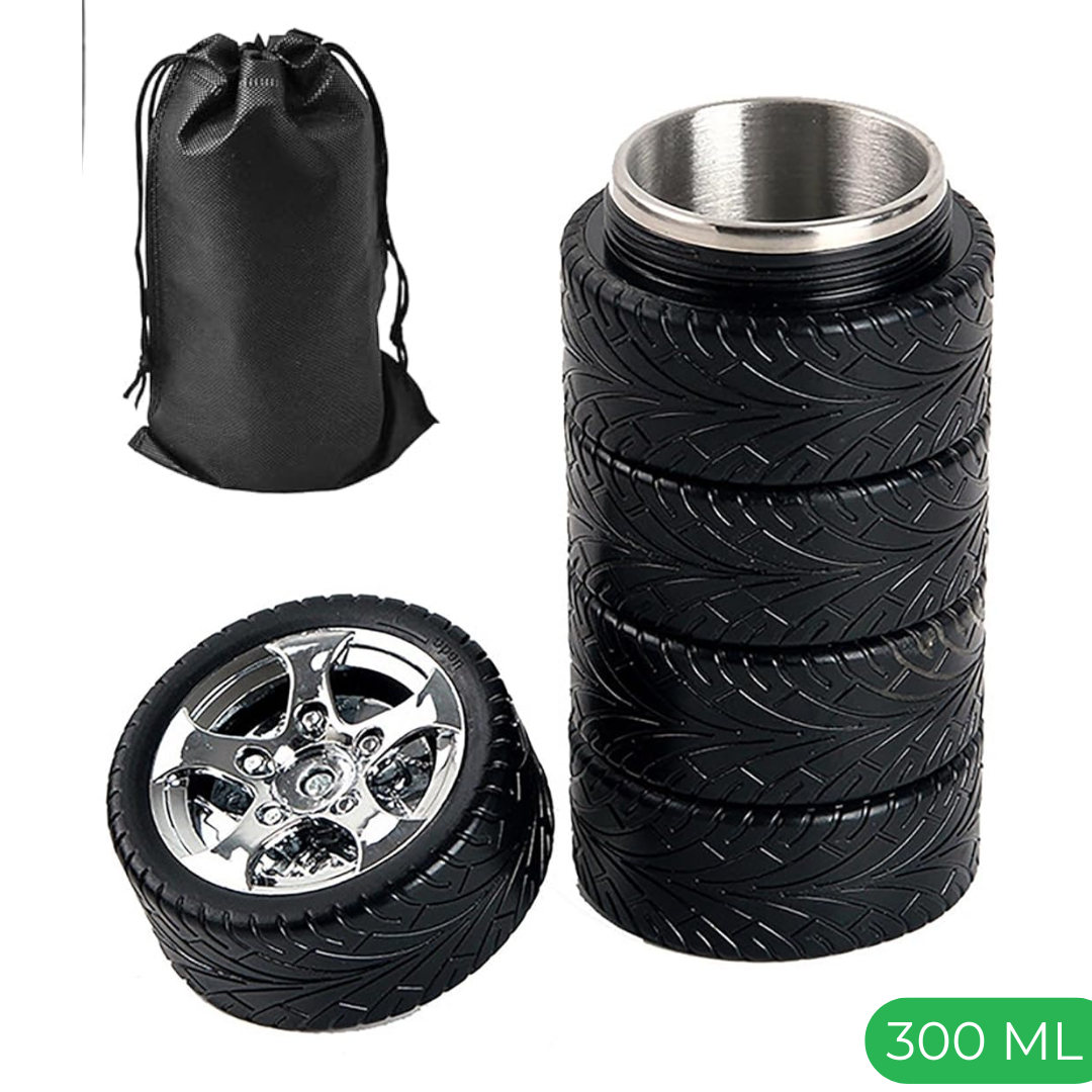 TYRE WATER BOTTLE, STAINLESS STEEL COFFEE MUG, 320ML FOR COLD - HOT