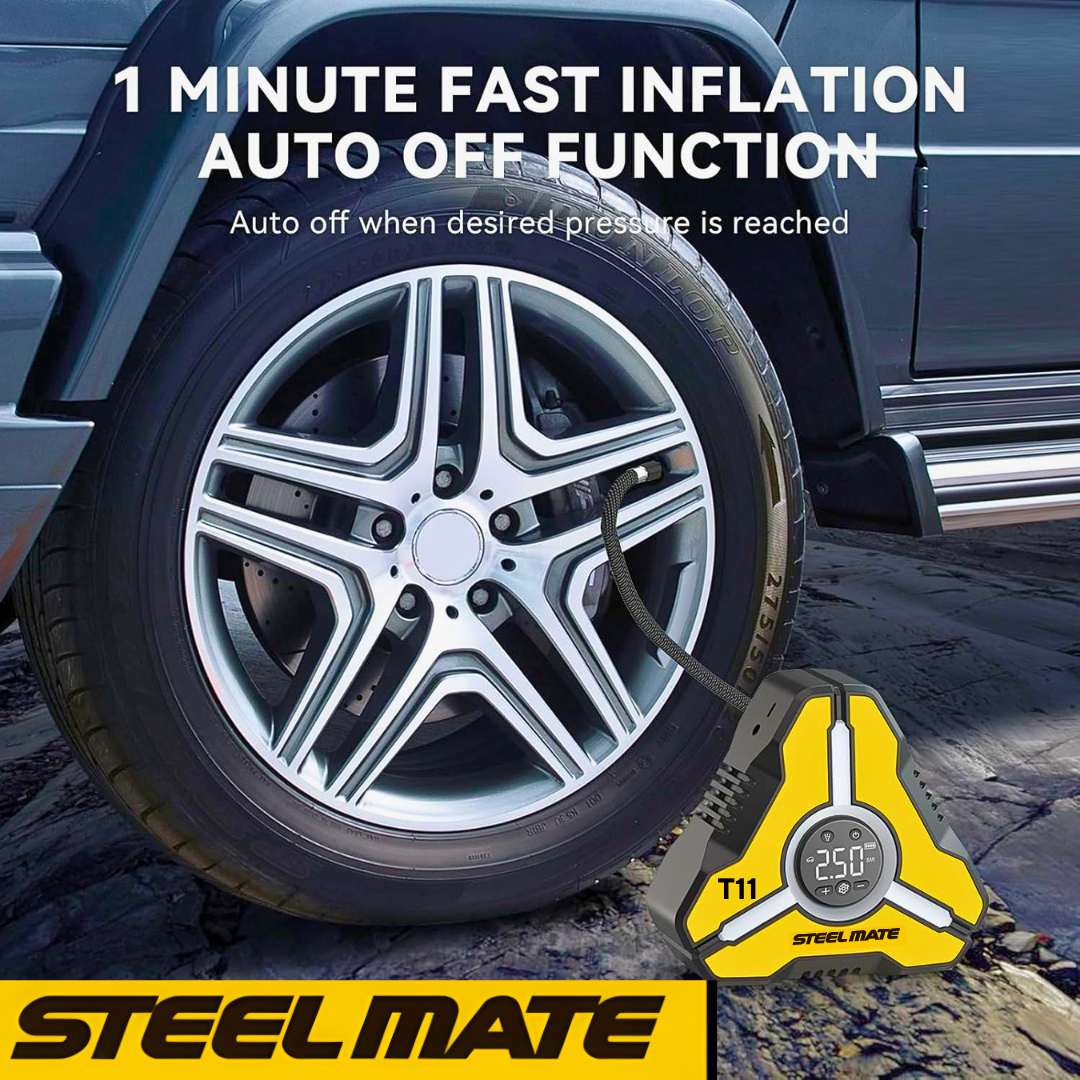 STEELMATE T11 AIR COMPRESSOR PUMP WITH 6 MONTHS WARRANTY - AUTO SHUT-OFF