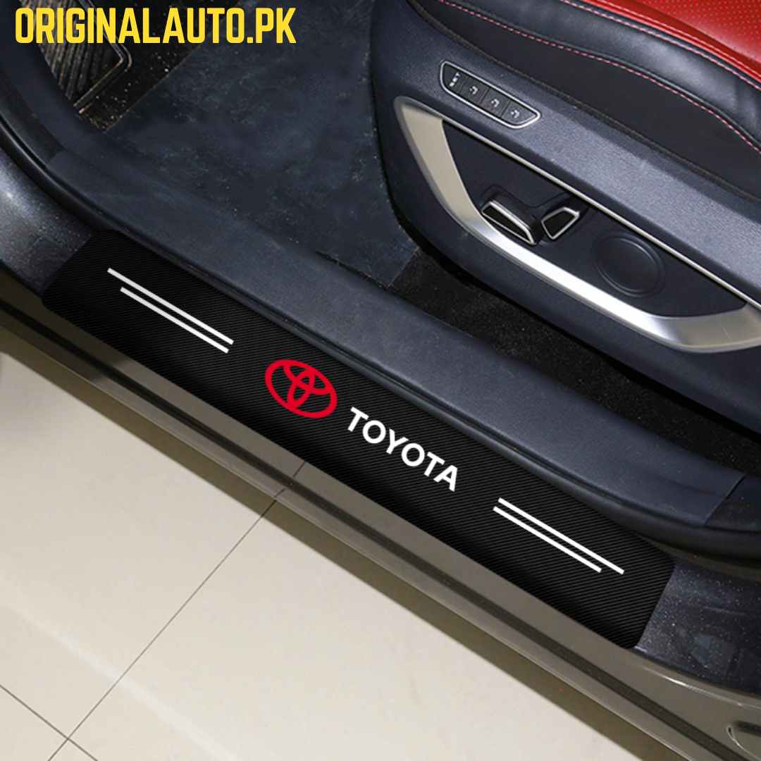 TOYOTA LOGO CARBON FIBER SILL PROTECTOR 4 Pcs