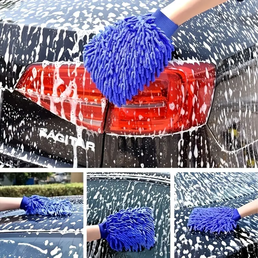 MICROFIBER WASH MITT - BLUE THICK AND ABSORBENT SCRATCH FREE  - CAR CLEANING