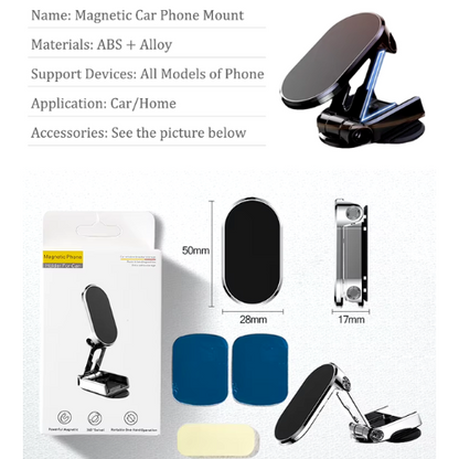 CAR MOBILE PHONE HOLDER FOLDABLE MAGNETIC 360 DEGREE