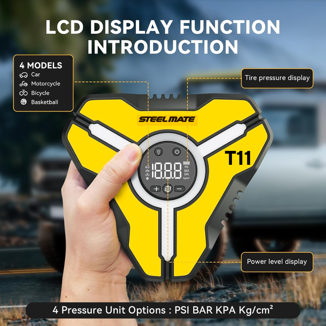 STEELMATE T11 AIR COMPRESSOR PUMP WITH 6 MONTHS WARRANTY - AUTO SHUT-OFF