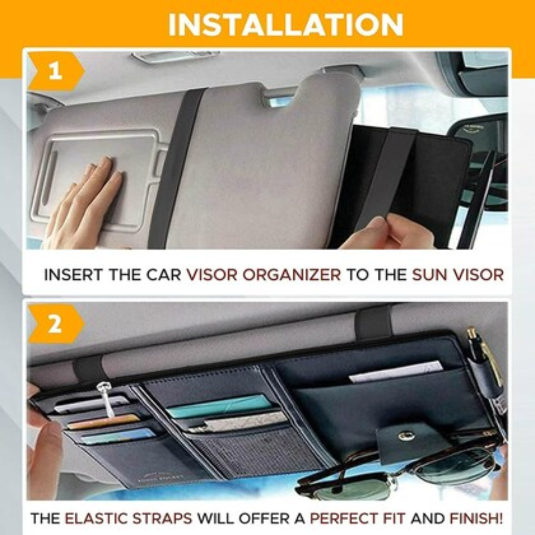 CAR SUN VISOR ORGANIZER MULTI-POCKET AUTO INTERIOR DOCUMENTS PEN