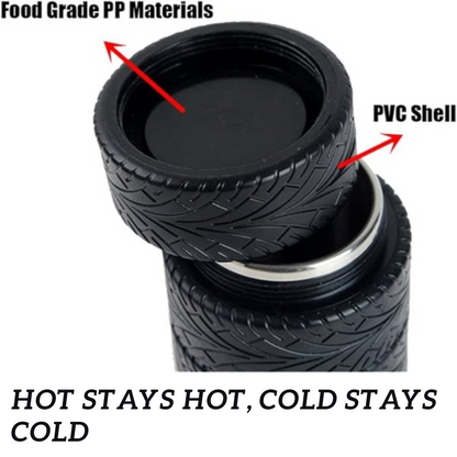 TYRE WATER BOTTLE, STAINLESS STEEL COFFEE MUG, 320ML FOR COLD - HOT