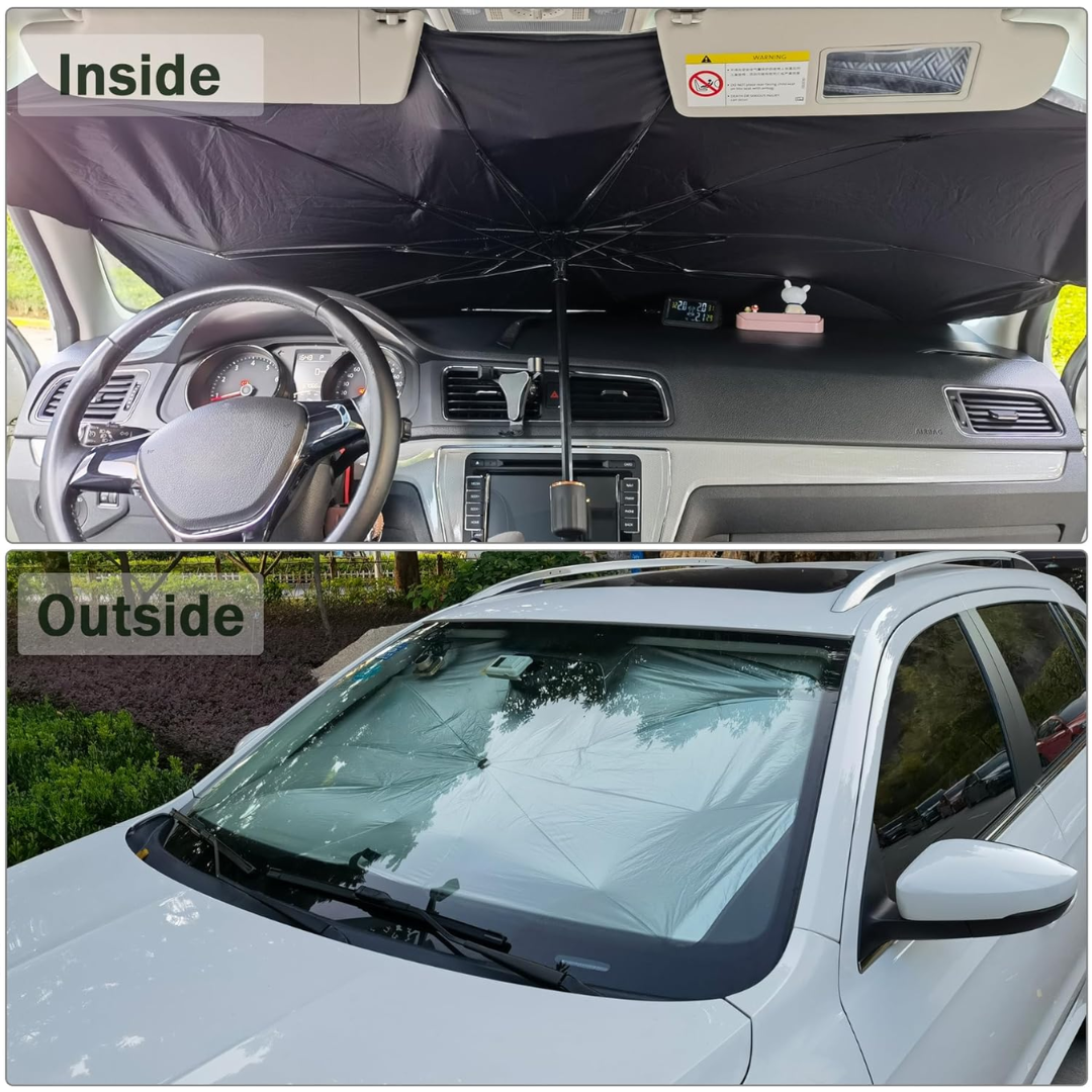 UNIVERSAL CAR UMBRELLA WINDSCREEN SUNSHADE 130 BY 75 CM FOR SUV -CROSS OVER -SEDAN CARS