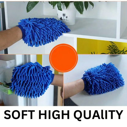 MICROFIBER WASH MITT - BLUE THICK AND ABSORBENT SCRATCH FREE  - CAR CLEANING