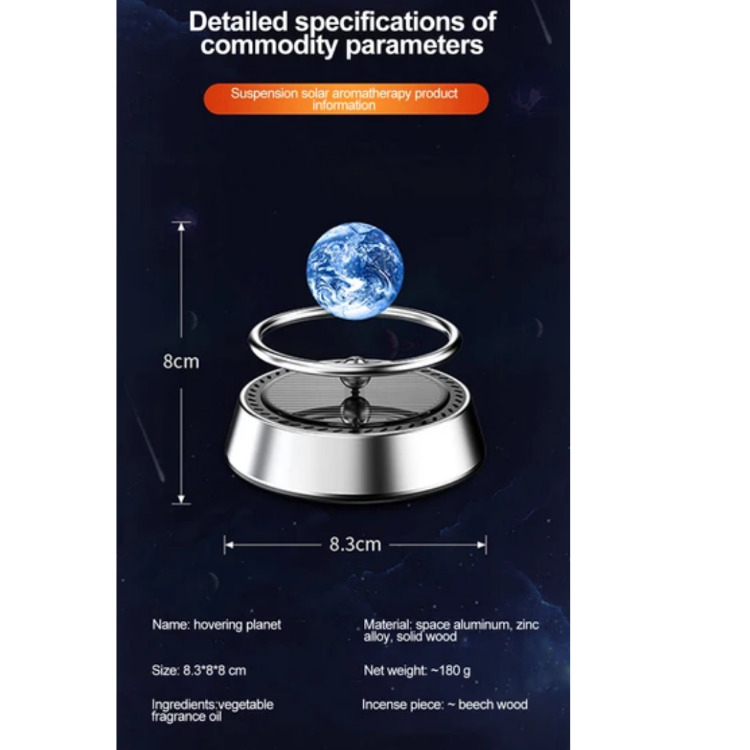 SOLAR METAL  EARTH ROTATION CAR DASHBOARD PERFUME - CAR AIR FRESHENER