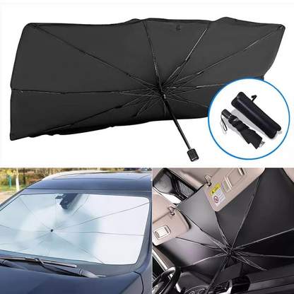 UNIVERSAL CAR UMBRELLA WINDSCREEN SUNSHADE 130 BY 75 CM FOR SUV -CROSS OVER -SEDAN CARS