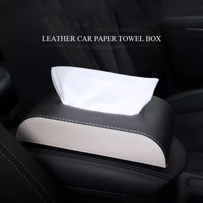 HIGH QUALITY TISSUE BOX - PU LEATHER - BLACK & BEIGE - PREMIUM DESIGN