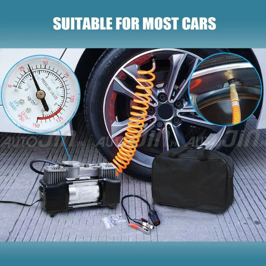 DOUBLLE CYLINDER CAR AIR COMPRESSOR WITH 6 MONTHS WARRANTY