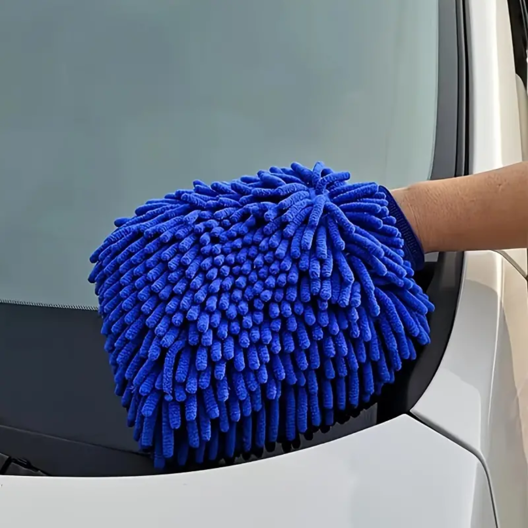 MICROFIBER WASH MITT - BLUE THICK AND ABSORBENT SCRATCH FREE  - CAR CLEANING