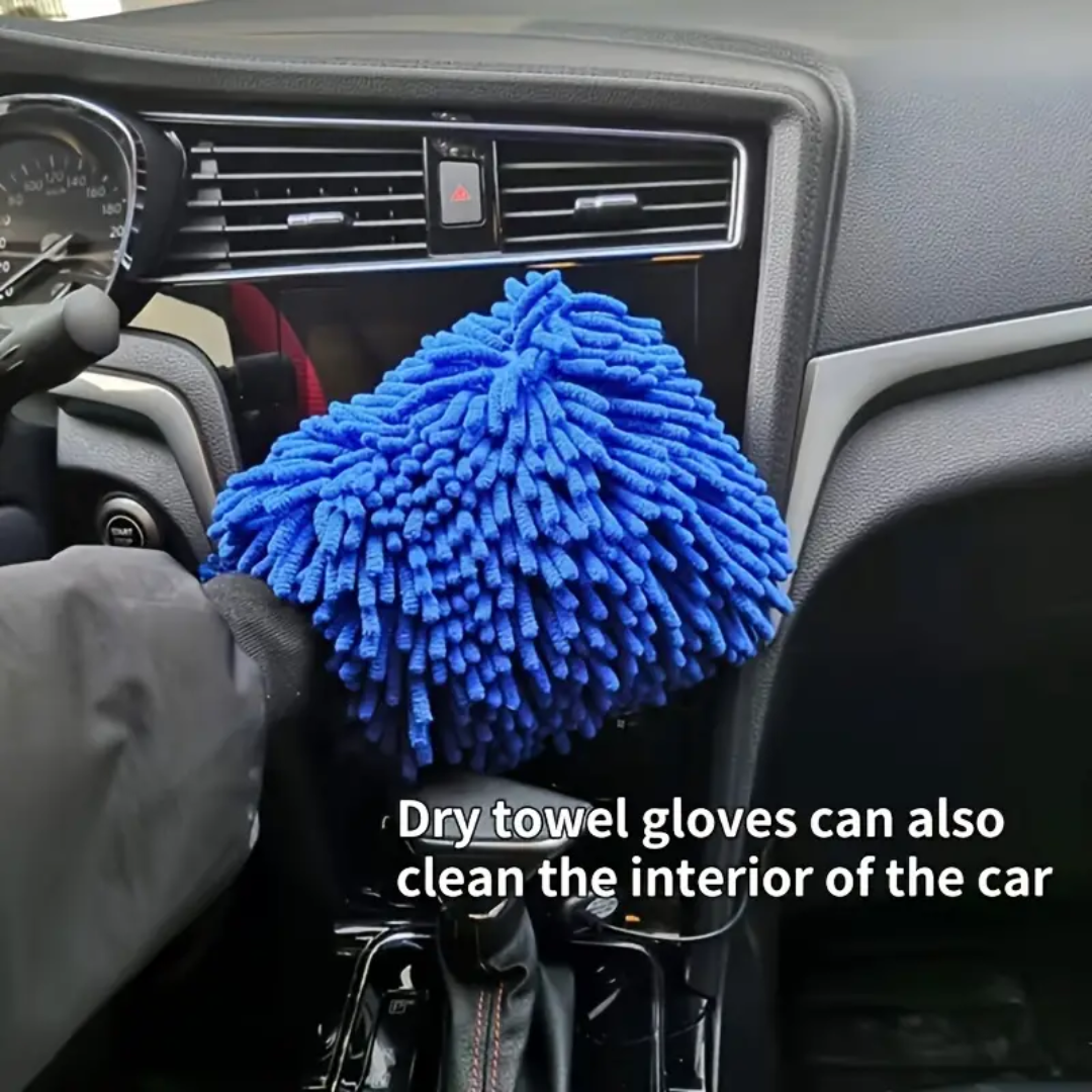MICROFIBER WASH MITT - BLUE THICK AND ABSORBENT SCRATCH FREE  - CAR CLEANING